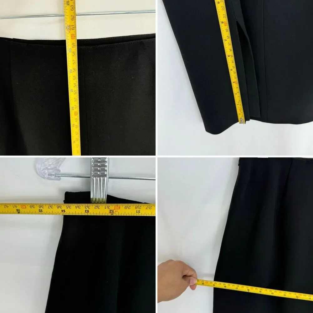 Jones New York Vintage Triacetate Pencil Straight Slit Career Skirt Size 8 Black